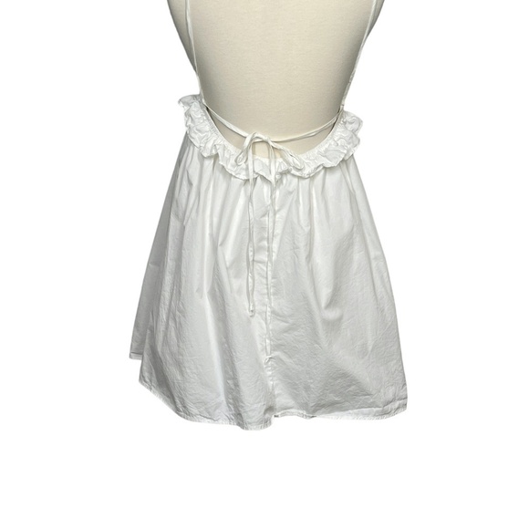 Lulus White Cotton Empire Waist Backless Mini Sz M - Picture 7 of 12